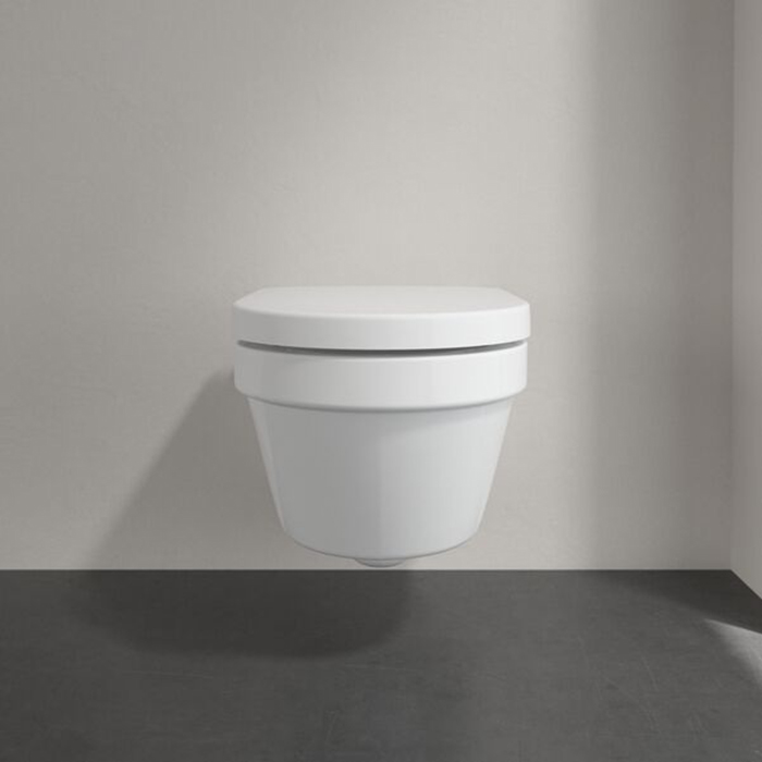 Villeroy&Boch Architectura Унитаз подвесной 370*530*330, безободковый, в комплекте сиденье c микролифтом, CeramicPlus, цвет альпийский белый