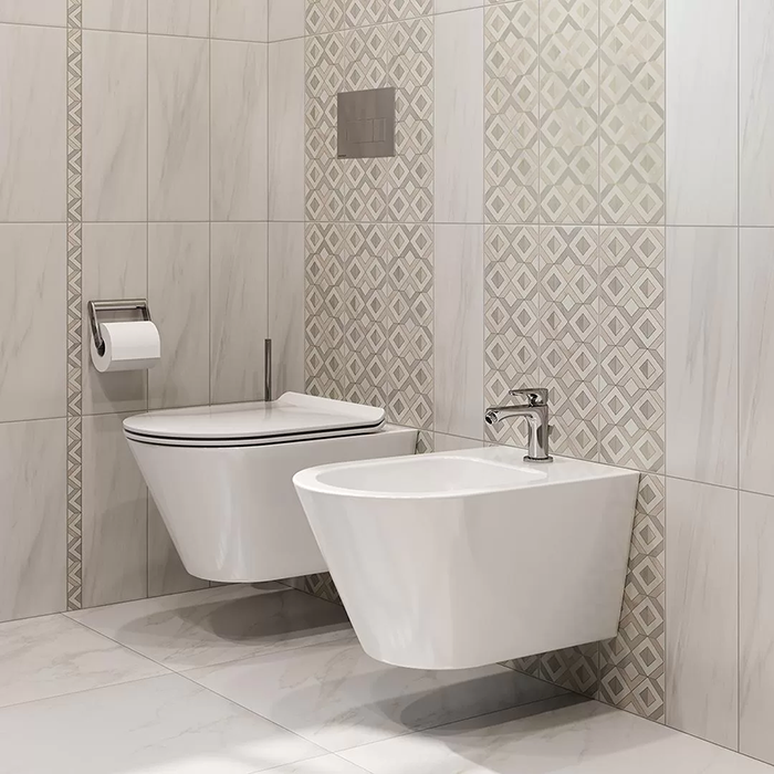 Kerama Marazzi Plaza Modern Унитаз 36x53см., подвесной, безободковый, с крепежом, цвет: белый глянцевый