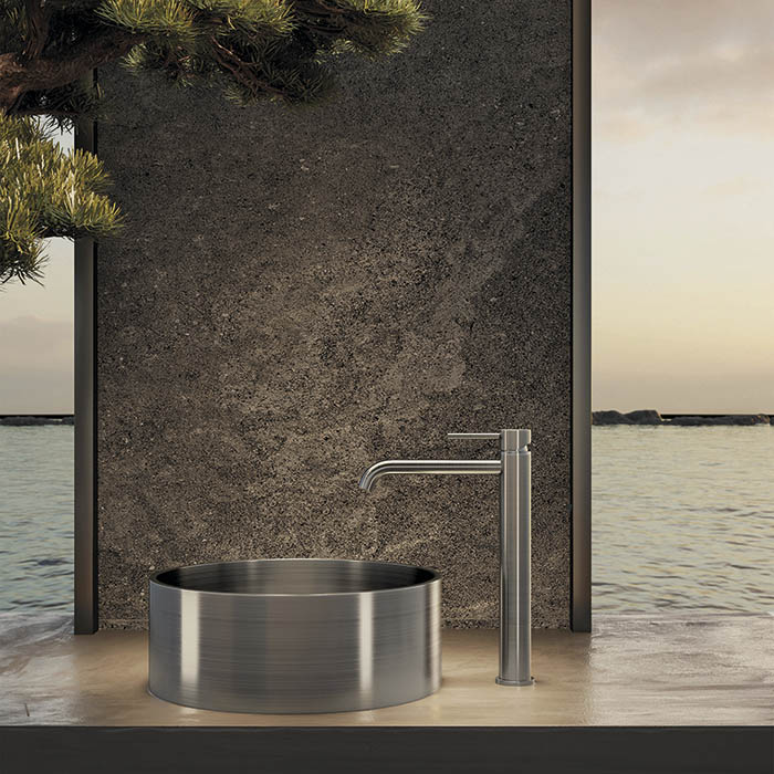 Newform X-Steel 316 Смеситель для раковины, высокий, 1 отв., без донного клапана, цвет: нержавеющая сталь