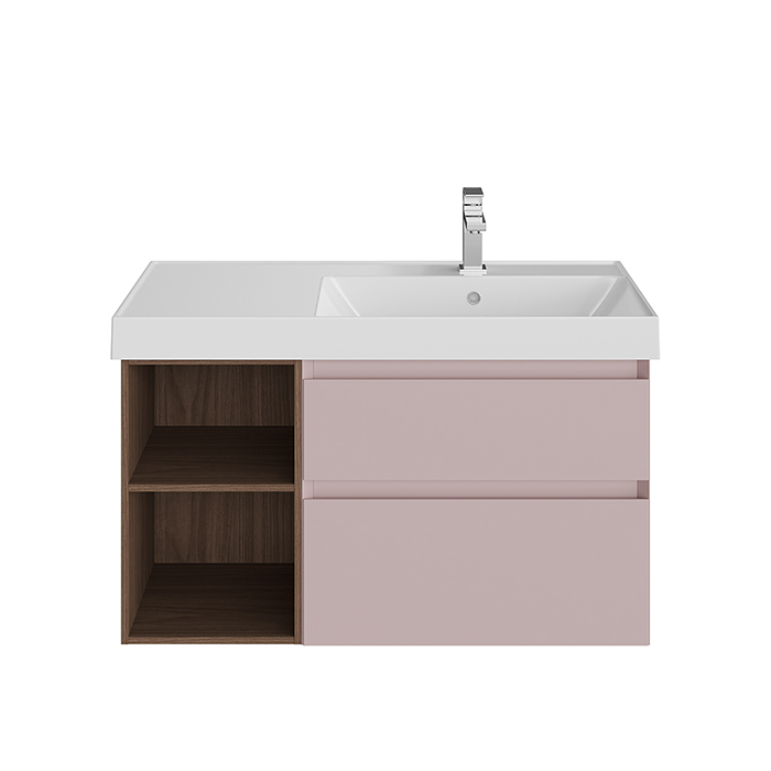 Kerama Marazzi Cubo Тумба 90см., подвесная, с ящиками, правая, цвет: мальва матовая/орех