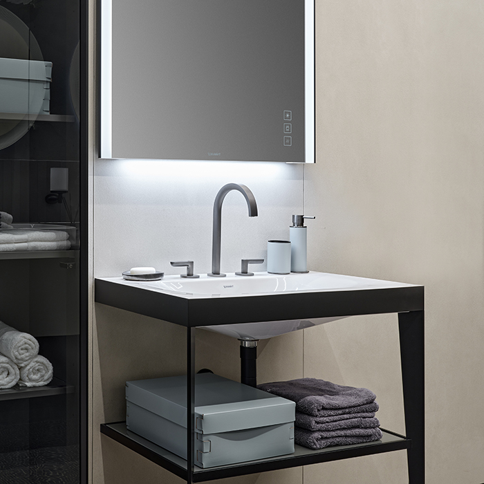 Duravit XViu Консоль напольная 85x80см, с раковиной и зеркалом, цвет: black matt/flannel grey