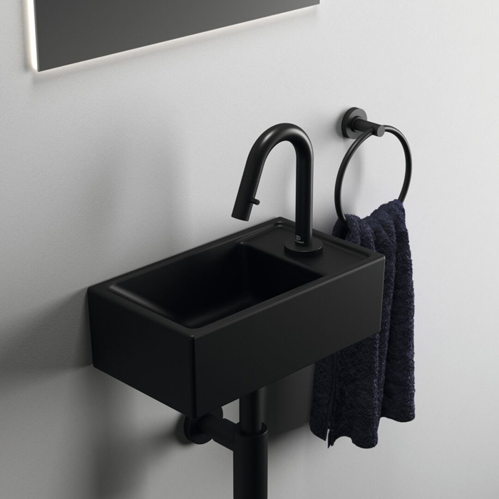 Ideal Standard i.life S Раковина 37x21xh12см, подвесная, с 1 отверстием, Dx, без перелива, цвет: чёрный матовый