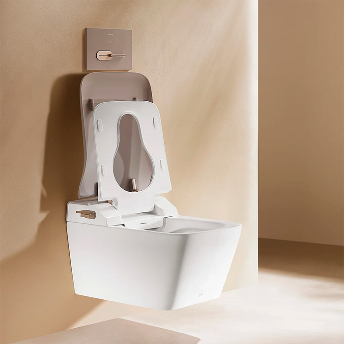 Arrow Glacier Унитаз Smart 41x60см, с функцией биде, подвесной, безободковый, клавиша смыва, EU, цвет: белый/бежевый