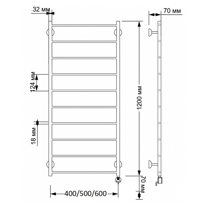 Secado Триада 1 Полотенцесушитель 40x120 см, электрический, цвет: бронза