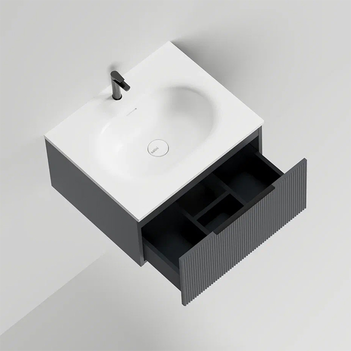 Salini Touch Тумба 60х50х32см., подвесная, с раковиной, 1 ящик, верт. фрез., цвет: Anthracite