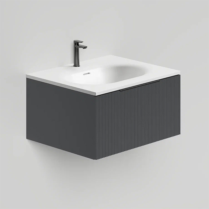 Salini Touch Тумба 60х50х32см., подвесная, с раковиной, 1 ящик, верт. фрез., цвет: Anthracite