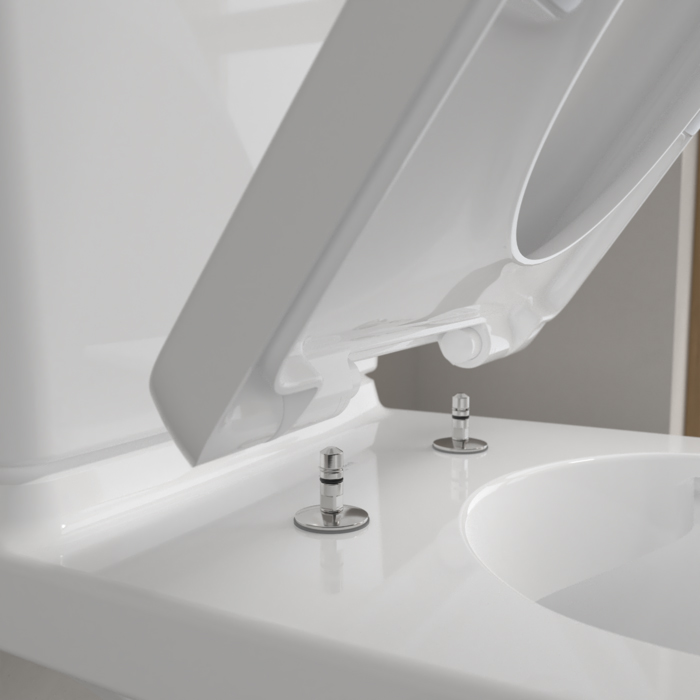 Villeroy&Boch O.novo Унитаз-компакт 36х64.6х43см., напольный, с открытым смывным краем, с сиденьем, цвет: альпийский белый
