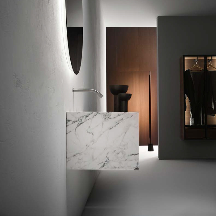 Falper Minimum Раковина подвесная 80х45х36см., без отв., с полочкой, SX, мрамор, цвет: carrara