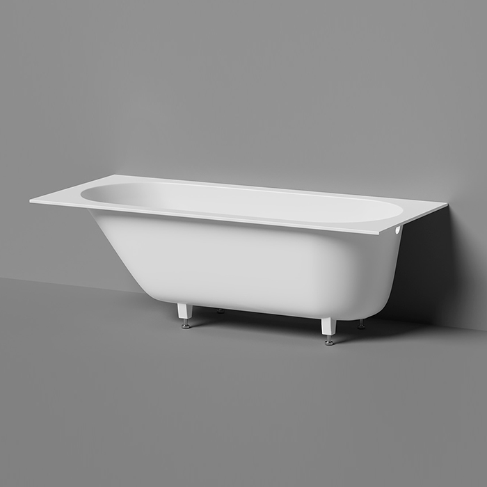 Salini Lofo Ванна 180x80x61см, встраиваемая, Gelcoat, без слива-перелива, с ножками, цвет: белый глянцевый