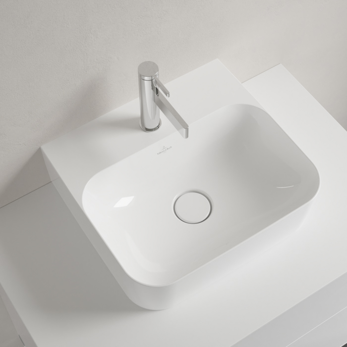 Villeroy&Boch Finion Раковина 43х39 см, 1 отв., с переливом, с антигрязевым покрытием CeramicPlus, цвет: белый