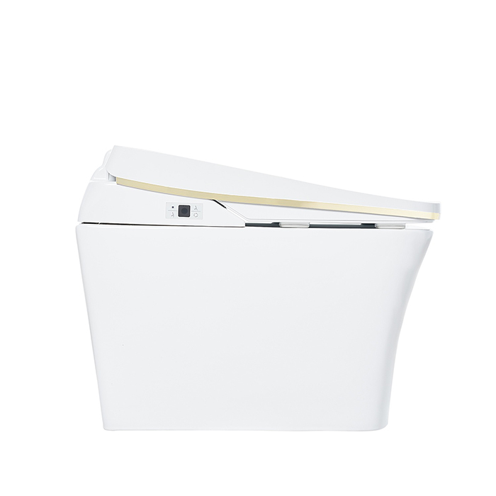 SensPa Tankless Электронный унитаз 41x70x54см, напольный, TCB-9100GA, цвет: белый/золото