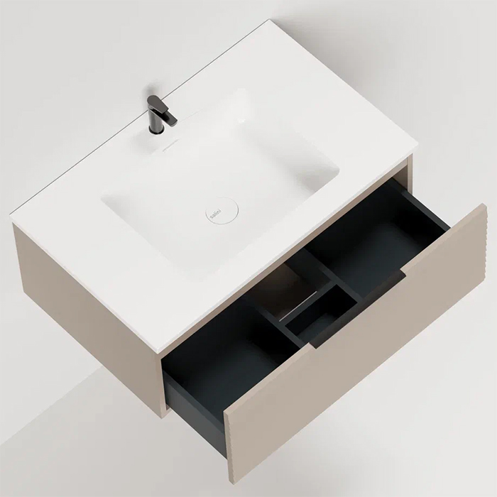 Salini Touch Тумба 80x50x32см., подвесная, с раковиной, 1 ящик, гор. фрез., цвет: Taupe