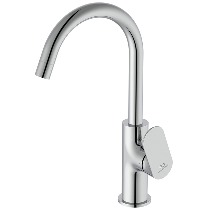 Ideal Standard Ceralife O Смеситель для раковины, на 1 отв., H21.5см., с поворотным изливом, с донным клапаном, цвет: хром
