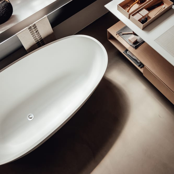 Agape Spoon M Ванна отдельностоящая 160x85хh48см, с переливом, без отв., материал: Cristalplant®, цвет: белый матовый