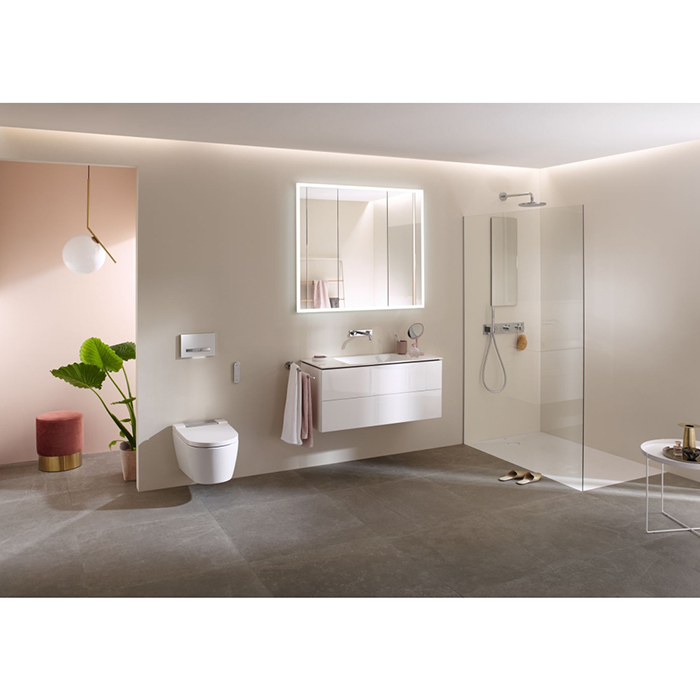 Geberit AquaClean Унитаз-биде 37.5х56.5см., подвесной, с крышкой-сиденьем микролифт, панель хром, цвет: белый