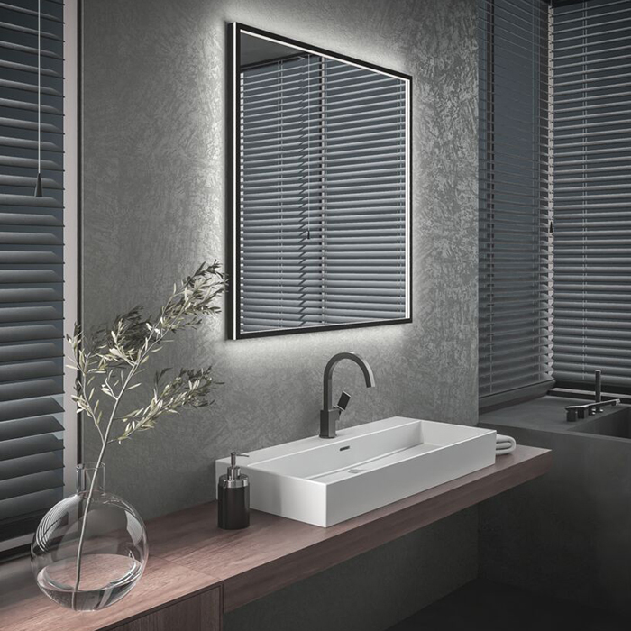 Ideal Standard Conca Квадратное зеркало 100x100см, диаметральная светодиодная подсветка, цвет: черный