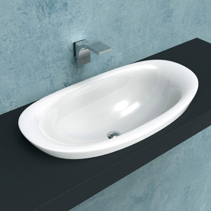Flaminia Io Раковина 90x48x28 см, без отв., полувстраиваемая, цвет: белый