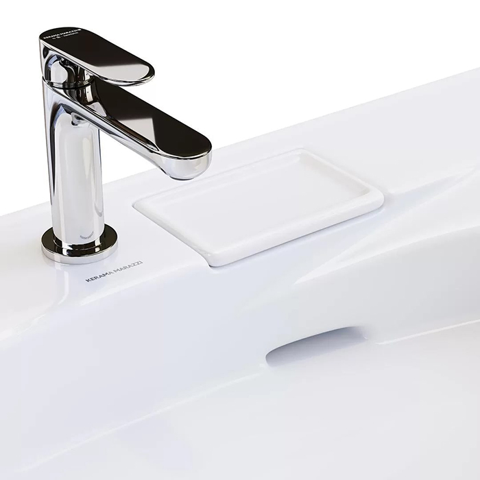 Kerama Marazzi Riva Раковина 100.7х48х15см., накладная, мебельная, с крепежом, левая, 1 отв., с переливом, цвет: белый глянцевый