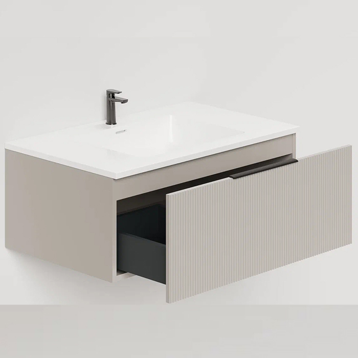 Salini Touch Тумба 80x50x32см., подвесная, с раковиной, 1 ящик, верт. фрез., цвет: Grey