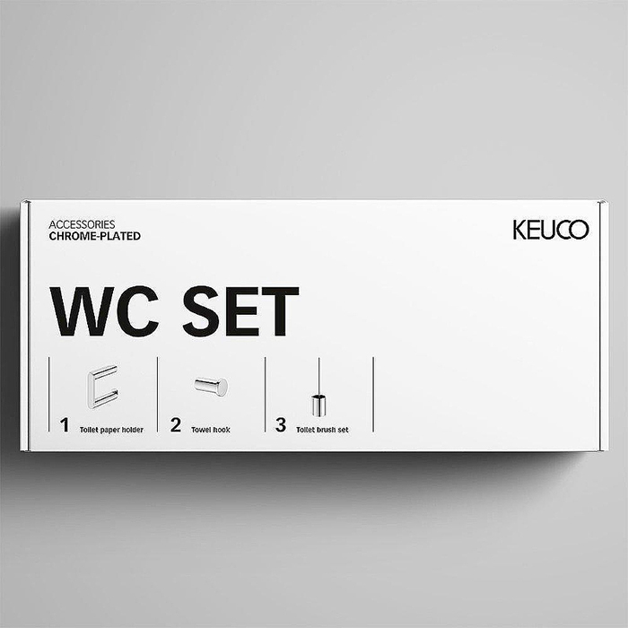 Keuco Plan Набор аксессуаров 3 в 1: Держатель т/б, крючок, ершик для туалета, цвет: хром