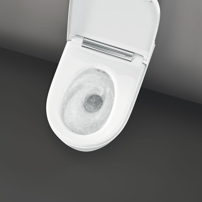Geberit AquaClean Унитаз-биде 37.5х56.5см., подвесной, с крышкой-сиденьем микролифт, панель хром, цвет: белый