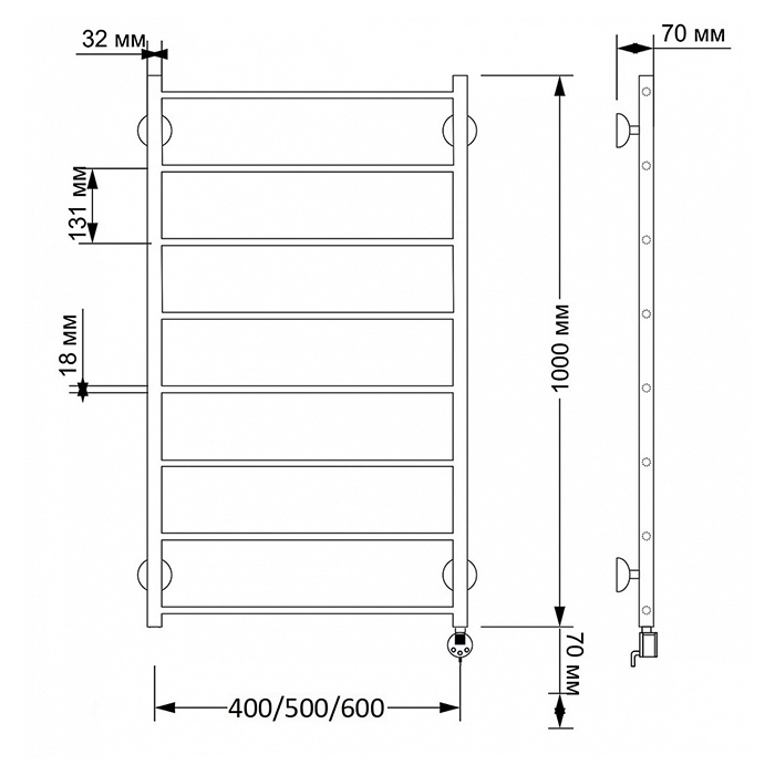 Secado Триада 1 Полотенцесушитель 40x100 см, электрический, цвет: бронза