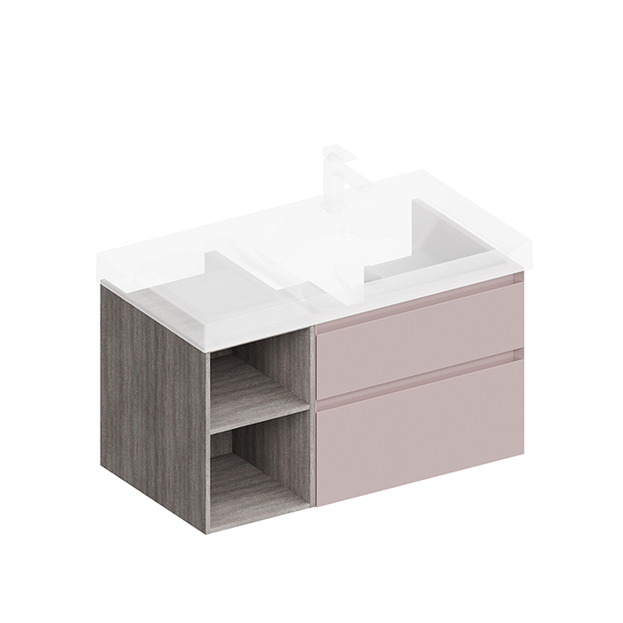Kerama Marazzi Cubo Тумба 90см., подвесная, с ящиками, правая, цвет: мальва матовая