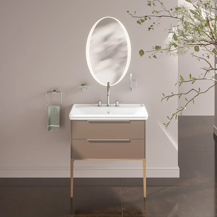 Kerama Marazzi Elegance Тумба 80см., подвесная, 2 ящика, цвет: пудровая глина