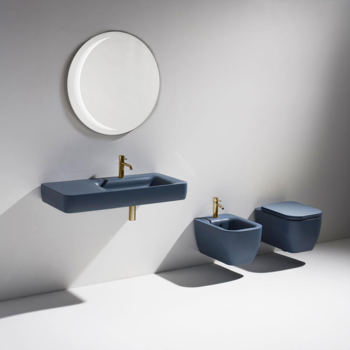 Simas Henges Унитаз 38х55см., подвесной, безободковый, цвет: navy matt
