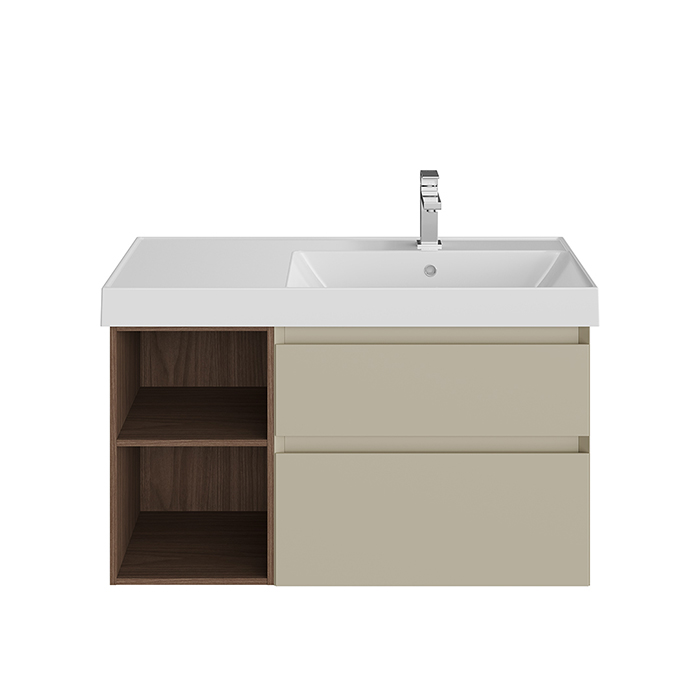 Kerama Marazzi Cubo Тумба 90см., подвесная, с ящиками, правая, цвет: лимо матовая/орех