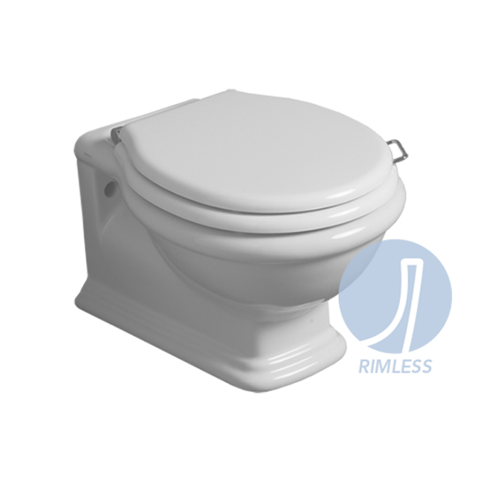 SIMAS Lante Унитаз подвесной 53х38.5см, безободковый "Rimless", 53х38,5см, фурнитура хром, цвет: белый
