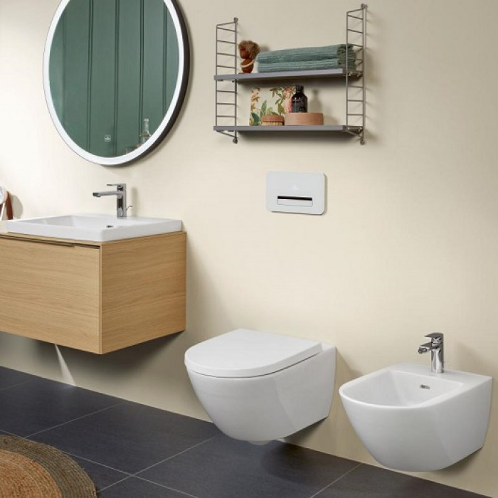 Villeroy&Boch Subway 3.0 Биде 37.5х56х27см., 1 отв., подвесное, CeramicPlus, цвет: белый камень