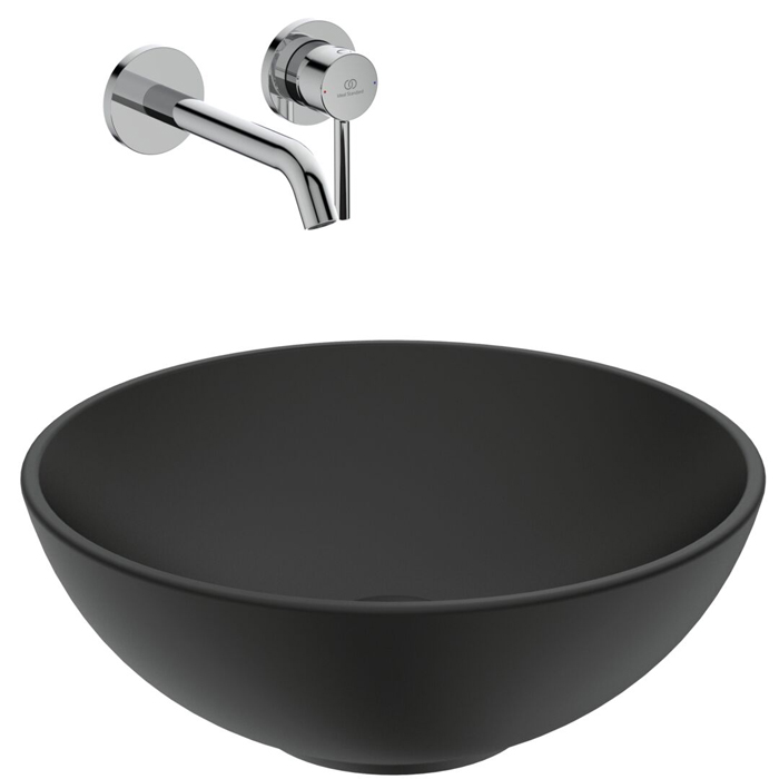 Ideal Standard Strada O Раковина накладная 41см., без отв., без перелива, с донным клапаном, цвет: черный матовый