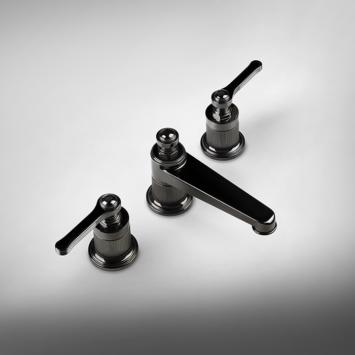 Gessi Venti20 Смеситель для раковины на 3 отверстия, высота излива 98 мм., в комплекте с донным клапаном, цвет: черный