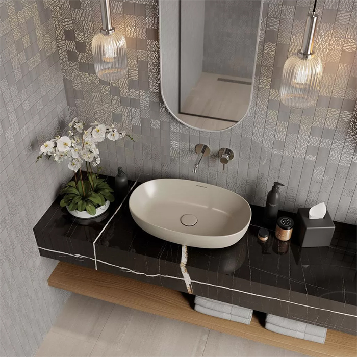 Kerama Marazzi Plaza Раковина накладная 60х37см., 1 отв., цвет: песочный матовый