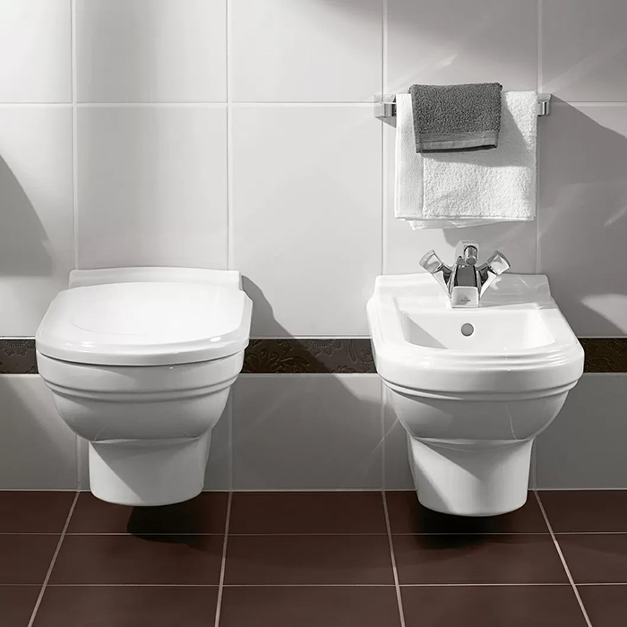 Villeroy&Boch Hommage Сиденье с крышкой для унитаза, с микролифтом, нерж. сталь, цвет: ярко-белый