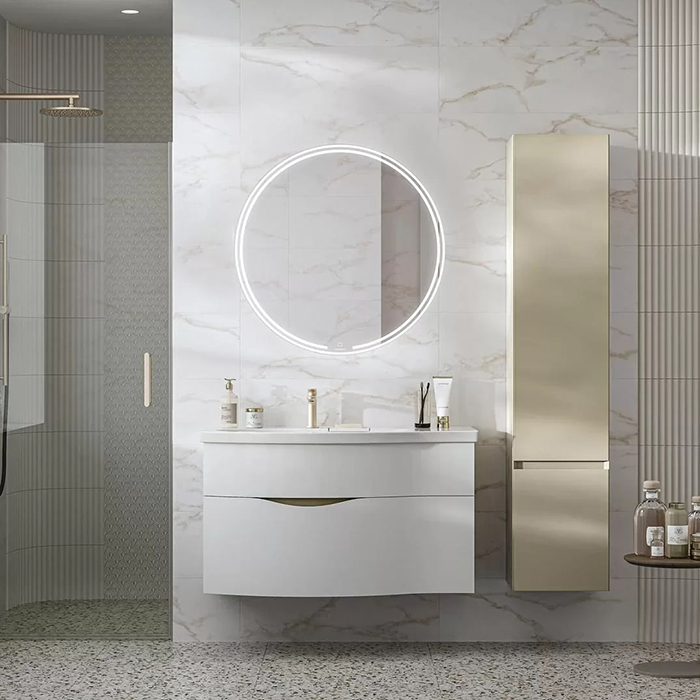 Kerama Marazzi Riva Раковина 100.7х48х15см., накладная, мебельная, с крепежом, левая, 1 отв., с переливом, цвет: белый глянцевый