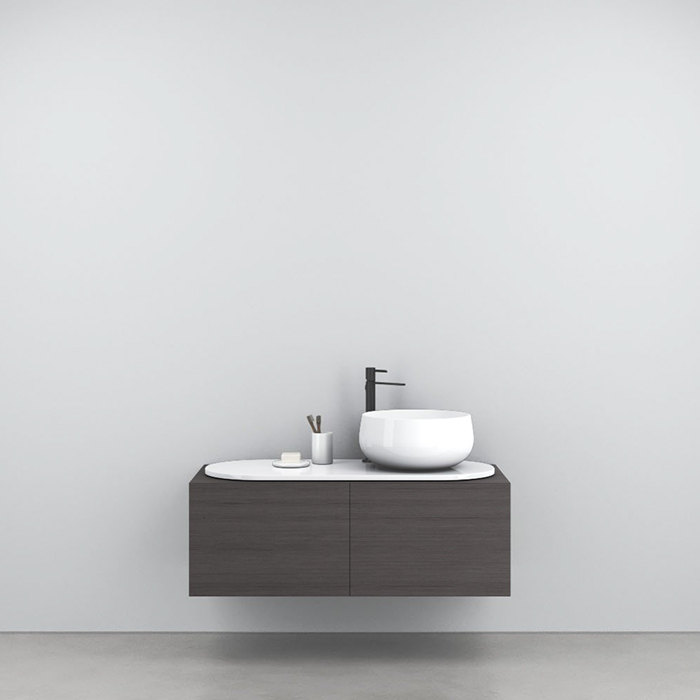 Cielo Delfo Тумба подвесная, с раковиной и столешницей, 113х52хh52см, цвет: Rovere Grigio