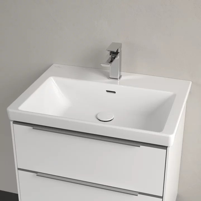 Villeroy&Boch Subway 3.0 Раковина 65х47х16.5см., 1 отв., подвесная, с антигрязевым покрытием CeramicPlus, с переливом, цвет: альпийский белый