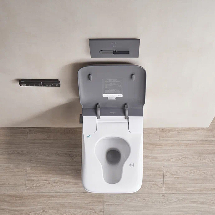 Arrow Glacier Унитаз Smart 41x60см, с функцией биде, подвесной, безободковый, клавиша смыва, цвет: белый/серый