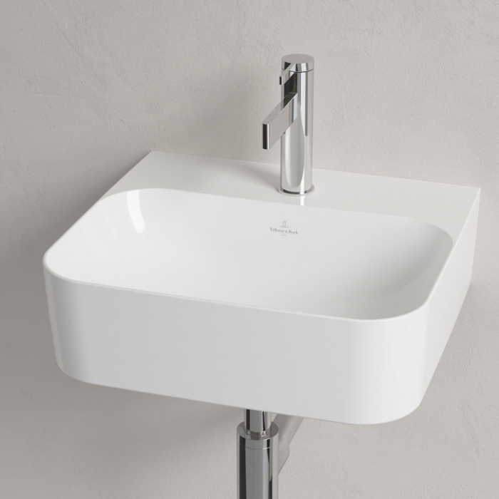 Villeroy&Boch Finion Раковина 43х39 см, 1 отв., с переливом, с антигрязевым покрытием CeramicPlus, цвет: белый