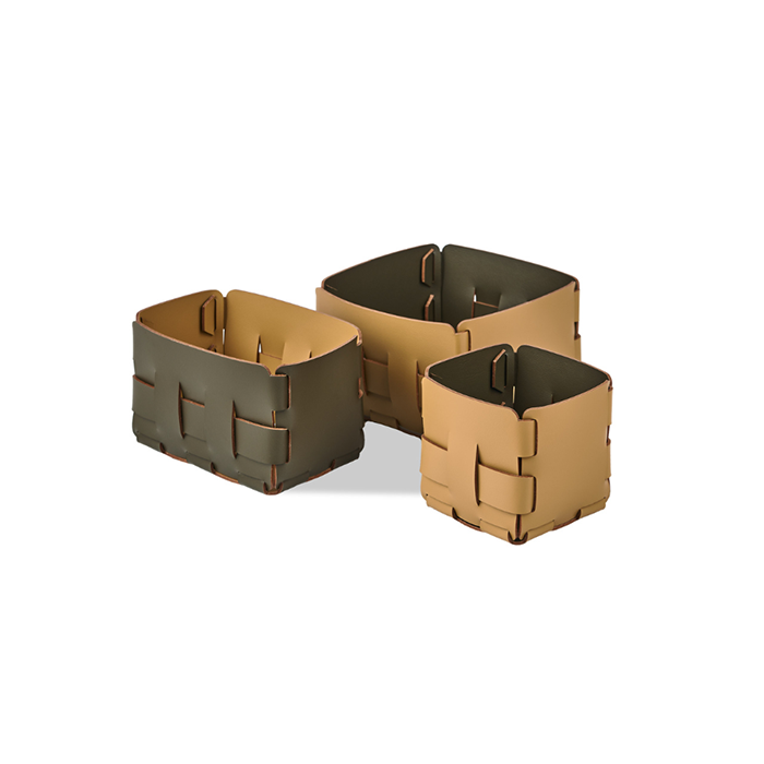 ADJ Корзинка Mini Bottega, 19x19xH13 см., цвет: горчичный/оливковый