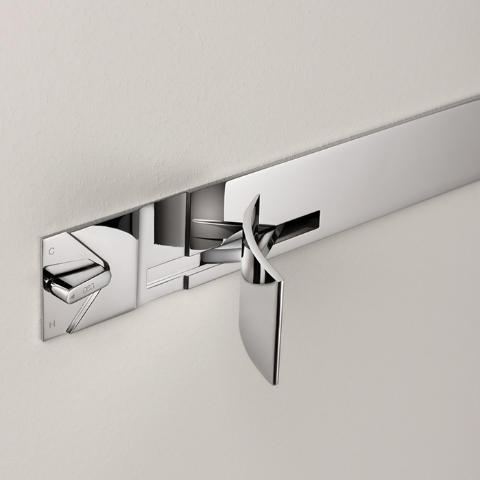 CEA Design CUT PLUS Смеситель для кухни, настенный, с изливом справа 23см., цвет: полированная сталь