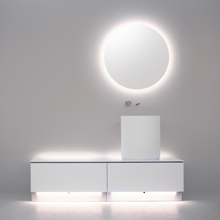 CEA Design ABACO Зеркало 80см., подвесное, круглое, с белой LED подсветкой 3000K, цвет: нержавеющая сталь