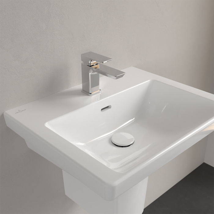 Villeroy&Boch Subway 3.0 Раковина 55х44х16.5см., 1 отв., подвесная, с переливом, цвет: альпийский белый