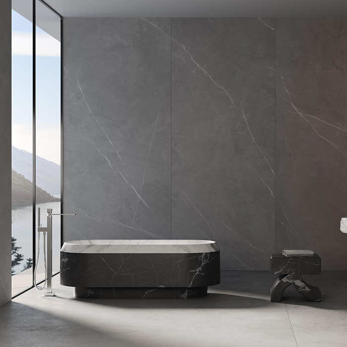Dea Design Marble Parma Ванна 168x77x56.3см, отдельностоящая, мрамор, цвет: White Cararra/Black Marquina