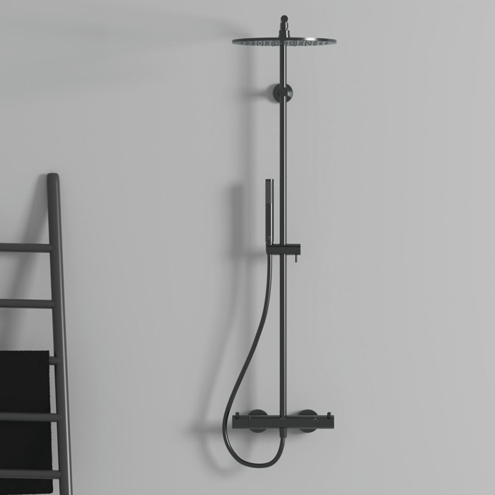 Ideal Standard Ceratherm T125 Душевая система, с термостатическим смесителем, душевая лейка stick, верхний душ Ø30см., поворотный держатель верхнего душа, настенный кронштейн, шланг для душа IdealFlex 175см., цвет: PVD Magnetic Grey (Магнит)