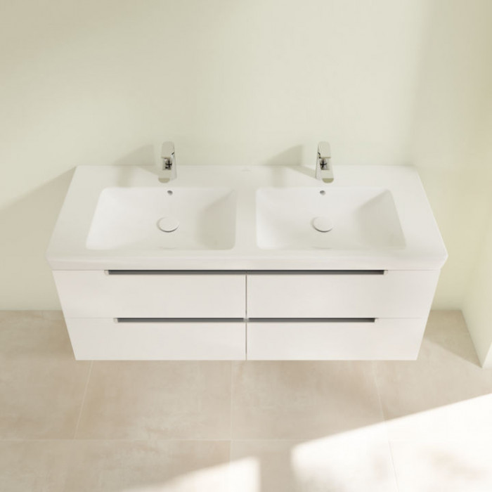 Villeroy&Boch Subway 2.0, Тумба подвесная под двойную раковину, 128.7х52х49см, цвет: белый