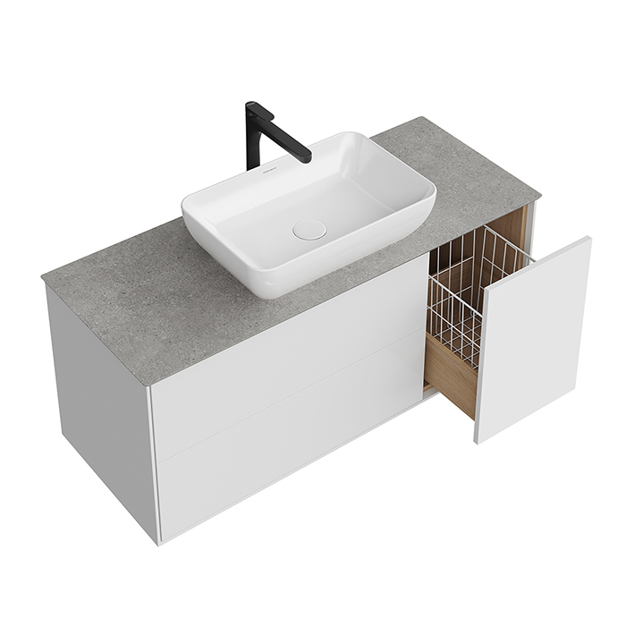 Kerama Marazzi Plaza Modern Тумба 120x48см., подвесная, 3 ящика, цвет: белый/дуб виченце