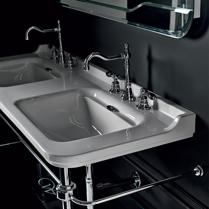 Kerasan Waldorf Раковина 150x55 см, 1 отв., заглушки: золото, цвет: белый